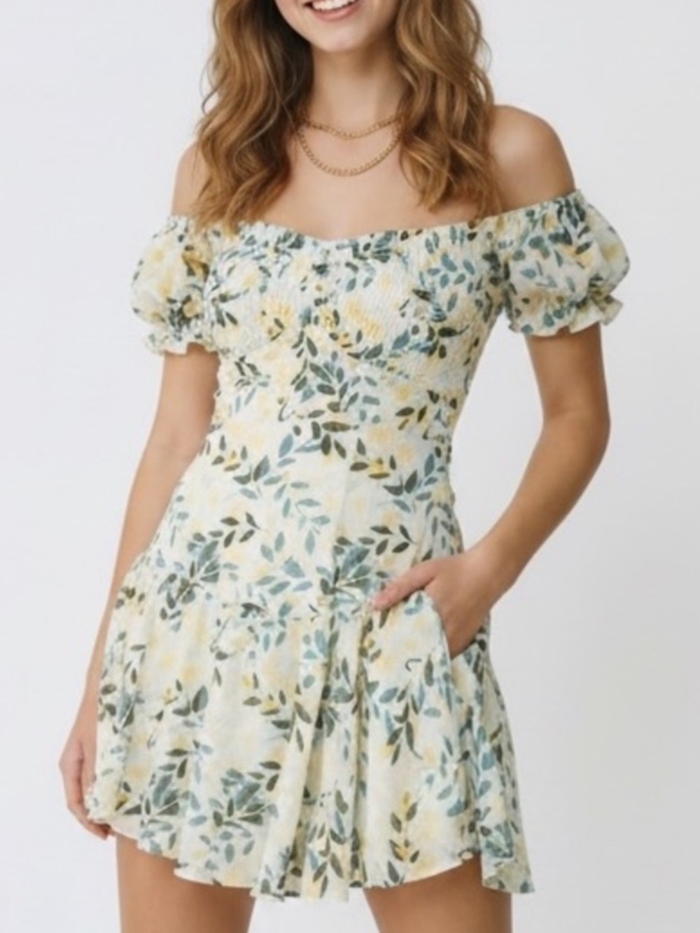 Hello Molly leaf Ruffle milkmaid Mini dress Graduation romantic Whimsical